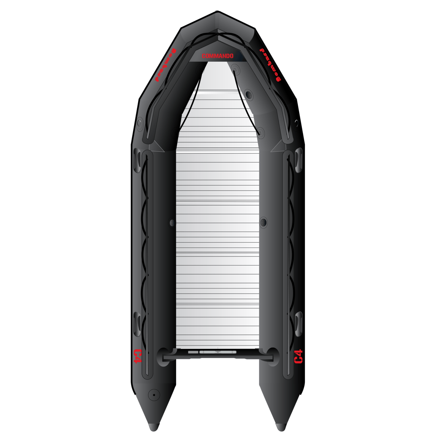 Bombard Commando C4 - rubberboot met aluminium vlonderdelen deelbare houten kiel