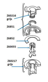 Ventiel overzicht Zodiac halfverzonken ventiel - ouder type ventiel